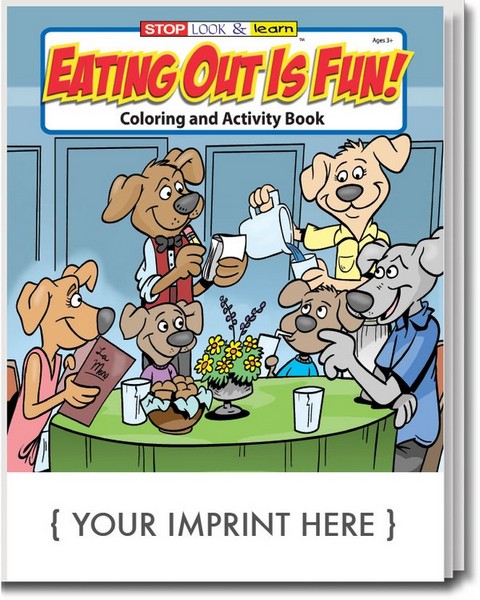 CS0579 Eating Out is Fun Coloring and Activity BOOK with Custom Imprin